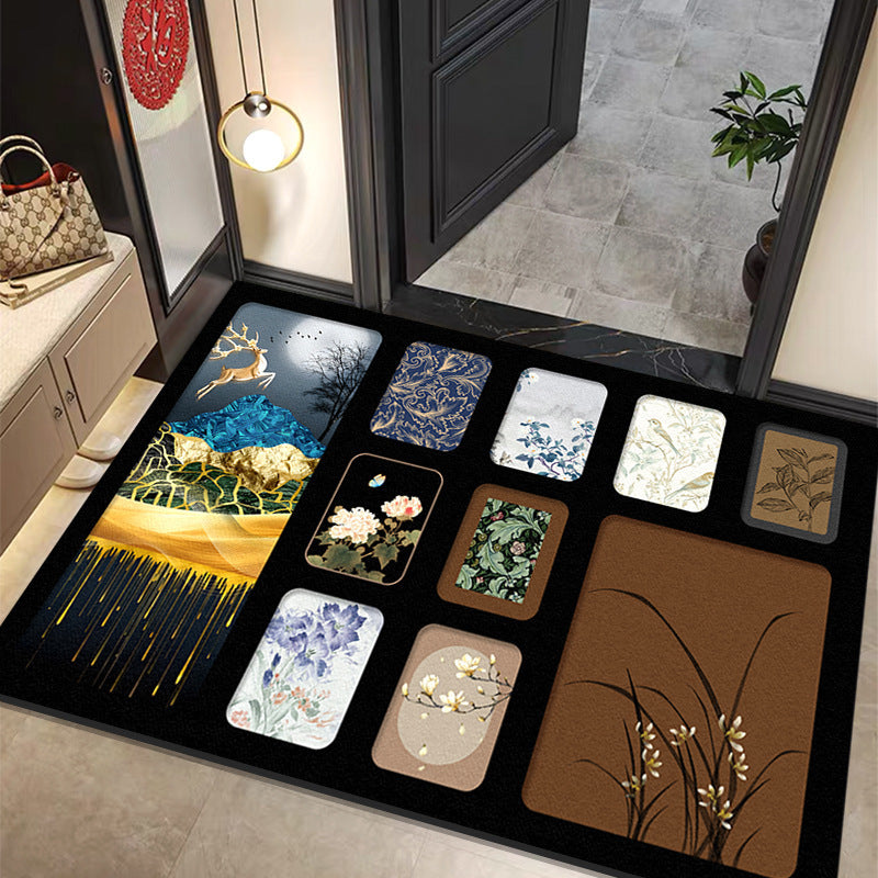 New chinoiserie classical diatom mud floor mat entrance door mat bathroom absorbent quick-drying mat bathroom door non-slip foot mat