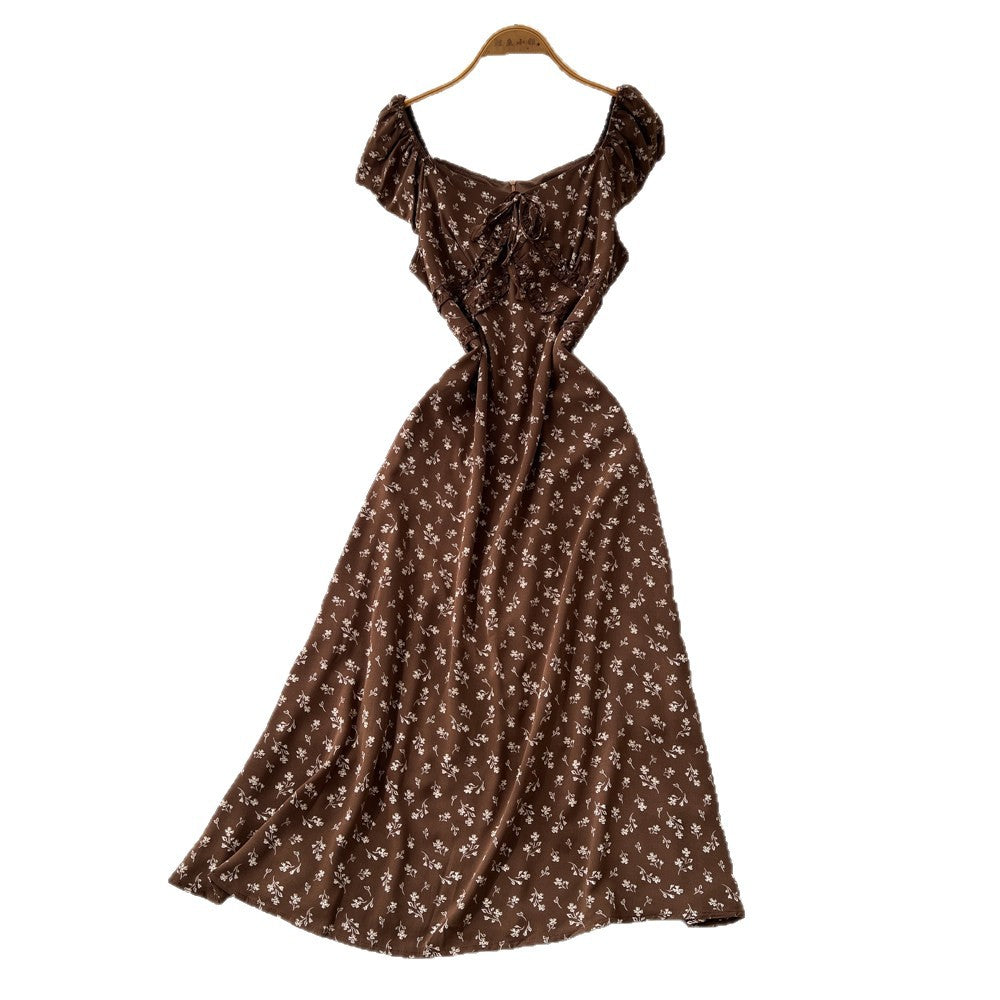 French sweet style square neck polka dot dress women's summer korean style sleeveless waist-defining elegant a-line red maxi dress