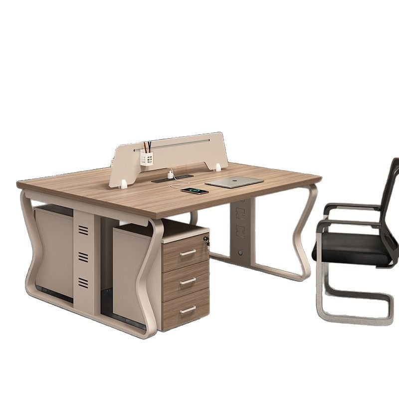 Computer desk and chair set - modern minimalist conference table for meetings, partitioned multi-person office desk for employees