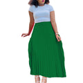 D3175plus size women's clothing  autumn new arrivalpure color high waist large skirt long skirt plus size european and american pleated skirt