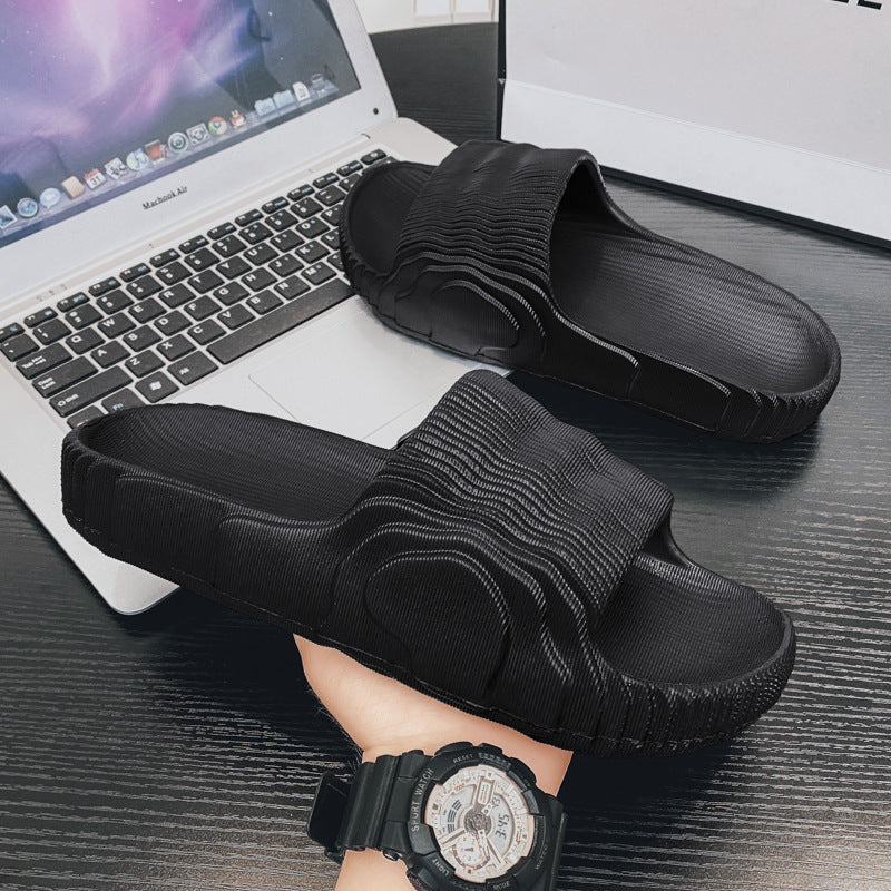 Summernew arrivaltrendy flip-flops kanye stepped on shit slippers plus sizek-stylefashionthick soleeasiest for matchcouple slippers