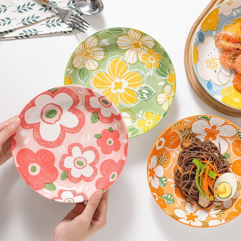 Flower-like internet celebrity household vegetable plate fish plate high-looking ceramic plate creative accessible luxury fruit dessert plate suit combination