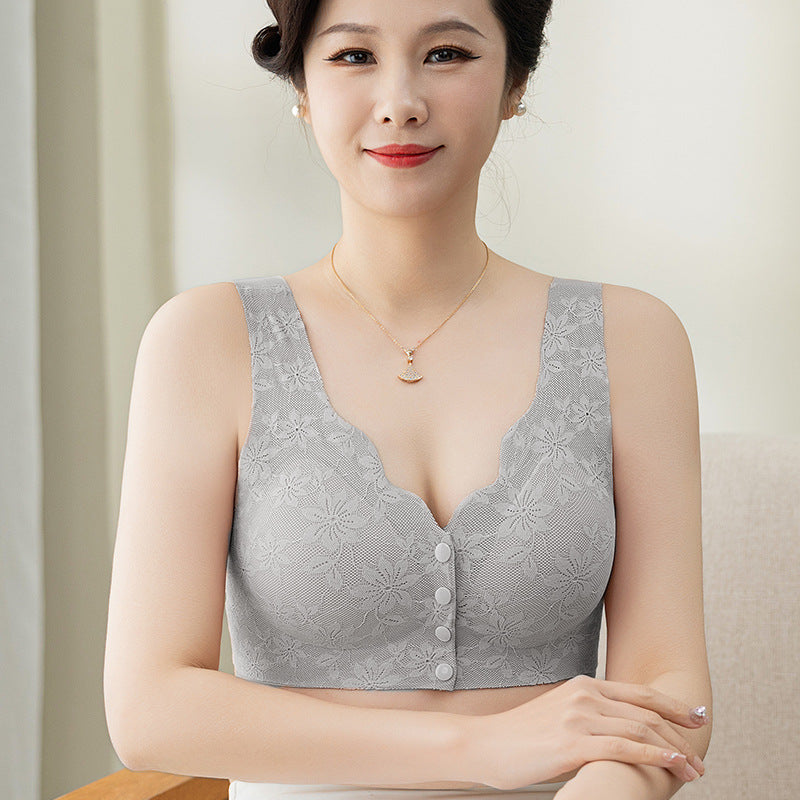 Mom underwear front buckle bra seamless gather the elderly vest middle-aged women without steel rim vest bra women