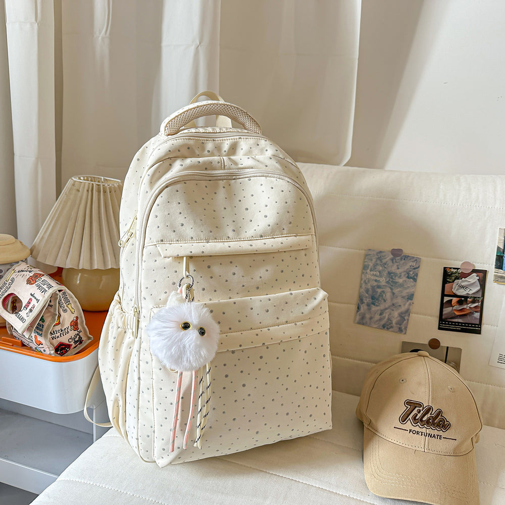 New arrival fresh school bag easiest for match college student junior high school girl polka dot floral large capacity cute lightweight backpack