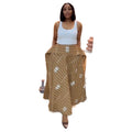 European and american cross-border women's fashion:  summer new arrivals - stylish printed high-waisted slimming asymmetrical long striped midi skirt