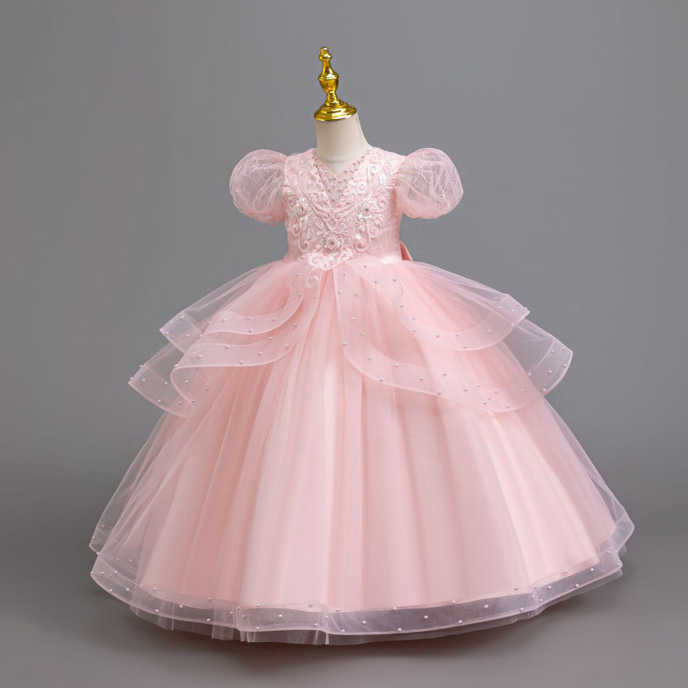 New arrival: export-quality children's formal dress - beaded wedding gown, princess dress for little girls, perfect for piano recitals and performances. kids dress