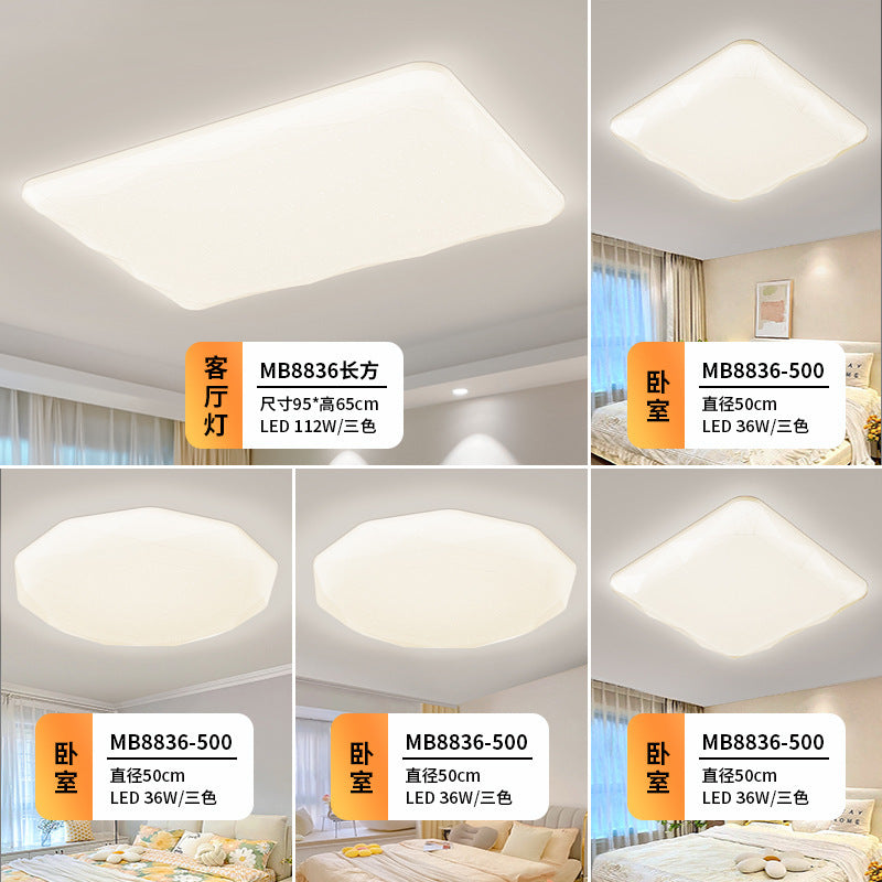 Full Spectrum Cream Wind Eye Protection LED Living Room Ceiling Light Simple Modern Internet celebrity Lighting Combination Whole House Package