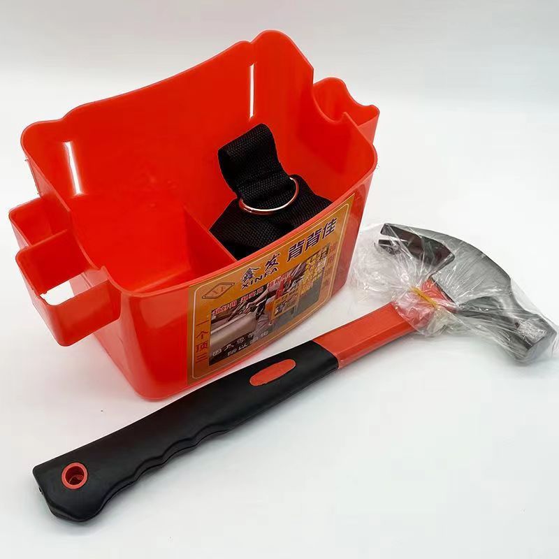 Nail box back good nail bucket fanny pack portable tool box double grid multi-function thickened construction site nail pocket plastic waist box