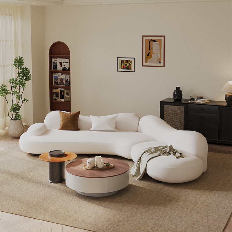 Italian normcore small apartment sea salt sofa living room house wabi-sabi style curved special-shaped corner combination fabric sofa