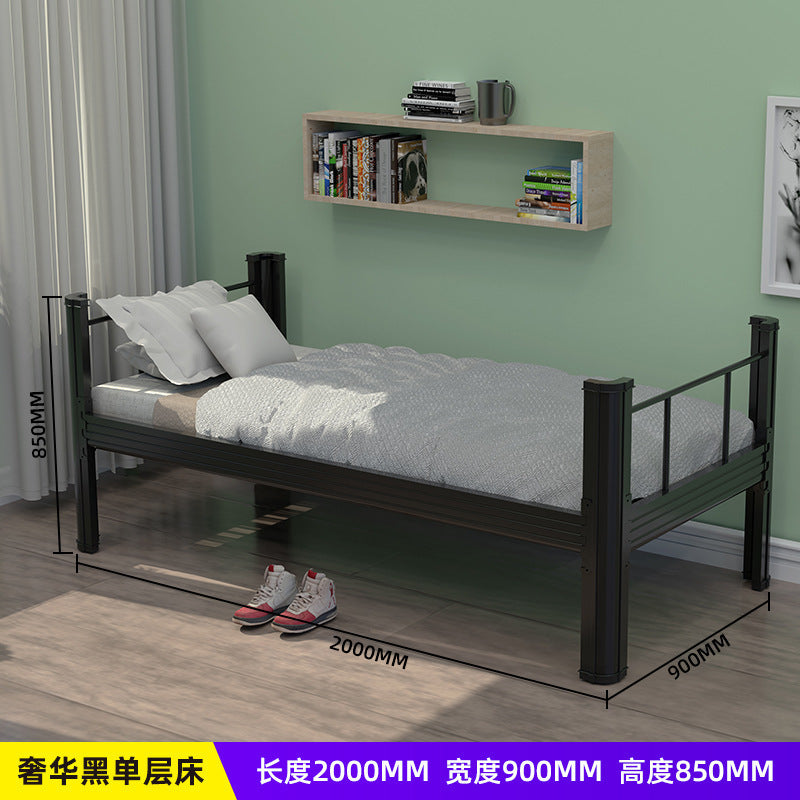 Double bunk bed, ideal for student dorms, employee housing, or hotel/apartment dormitories. features a sturdy iron frame and is suitable for both upper and lower bunks