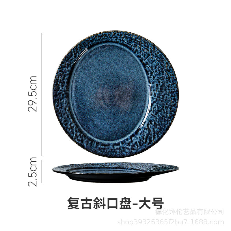 High-style embossed creative western dinner plate, ceramic steak plate, dessert platter, unique and trendy "ins" style, kiln-fired household dinner plate