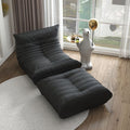 Sofa + footrest (black microfiber leather)