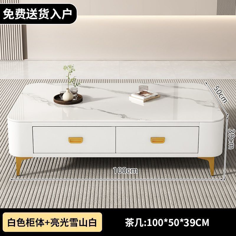Rock slab coffee table living room for home2026new arrivalaccessible luxury table classy small apartment floor-standing coffee table tv cabinet combination