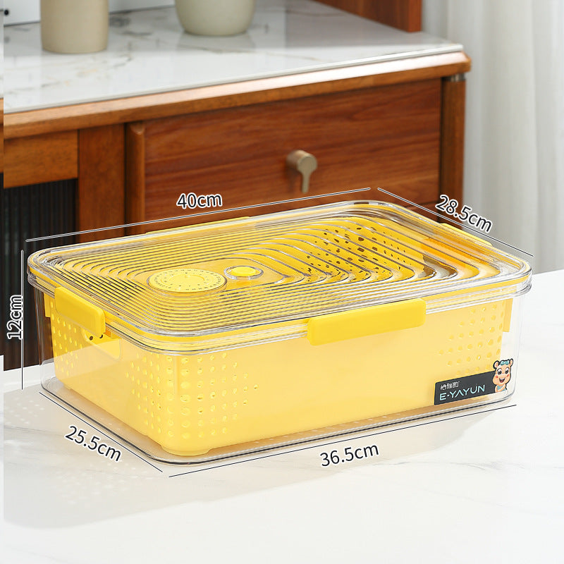 Refrigerator storage box double layer drain basket crisper pet plastic transparent thickened fruit vegetable freezer storage box