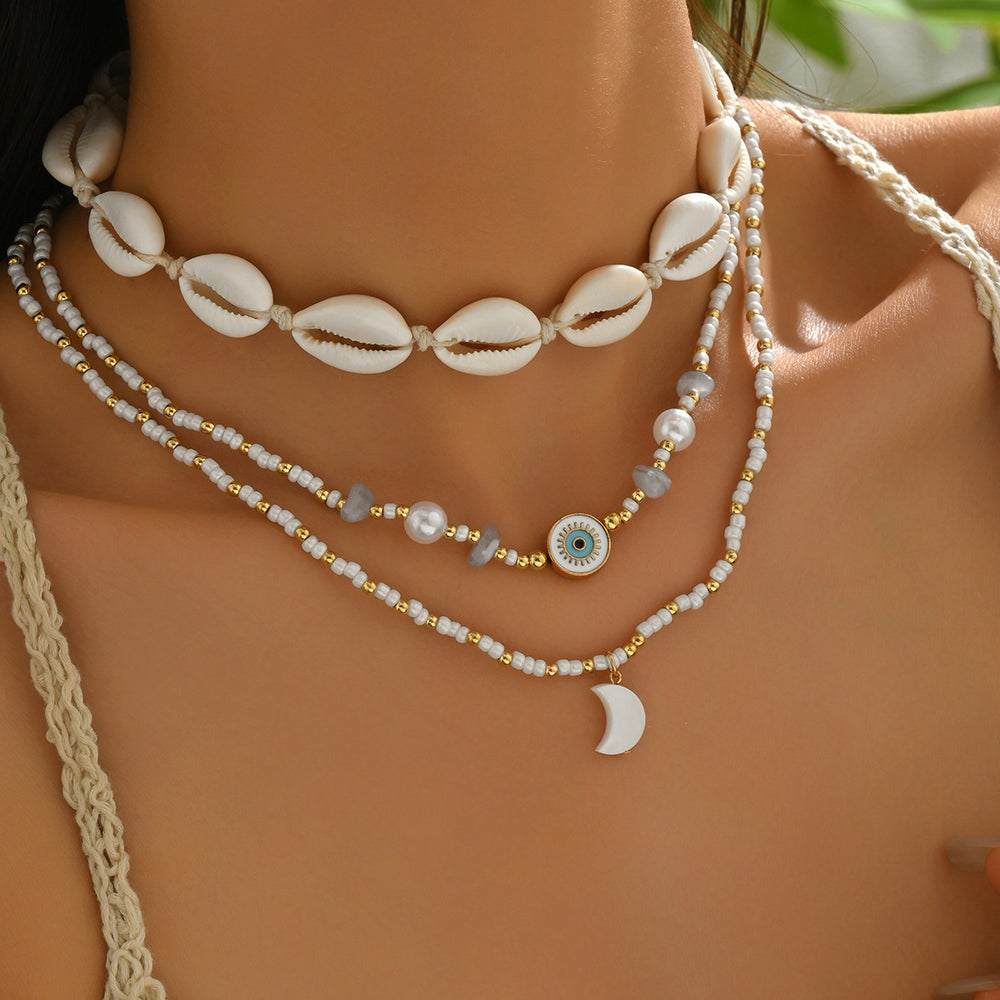 Bohemian shell pendant wholesale cross-border ocean style starfish beaded rope chain women's unique design jewelry necklace