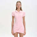 pure desire sexy pleated silm hip-covering jumpsuit fashionelegantpolo collar shortfashion tape jumpsuit