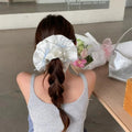 Sweet ballet style satin bow scrunchie - perfect for ponytails, buns, and hair ties