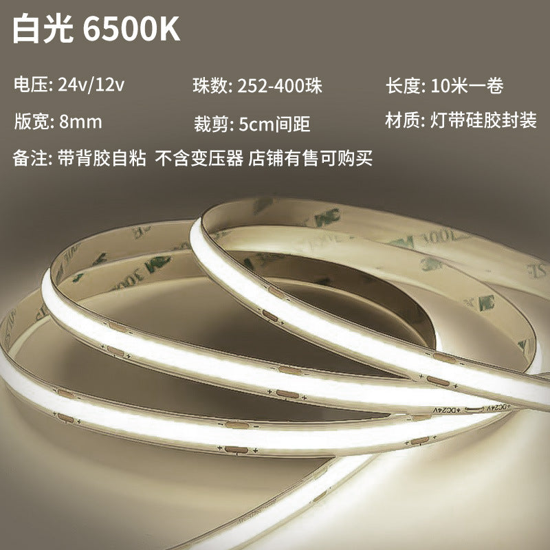 Wholesale cob strip self-adhesive line flexible led low voltage 24V linear lamp high color slide led strip supply