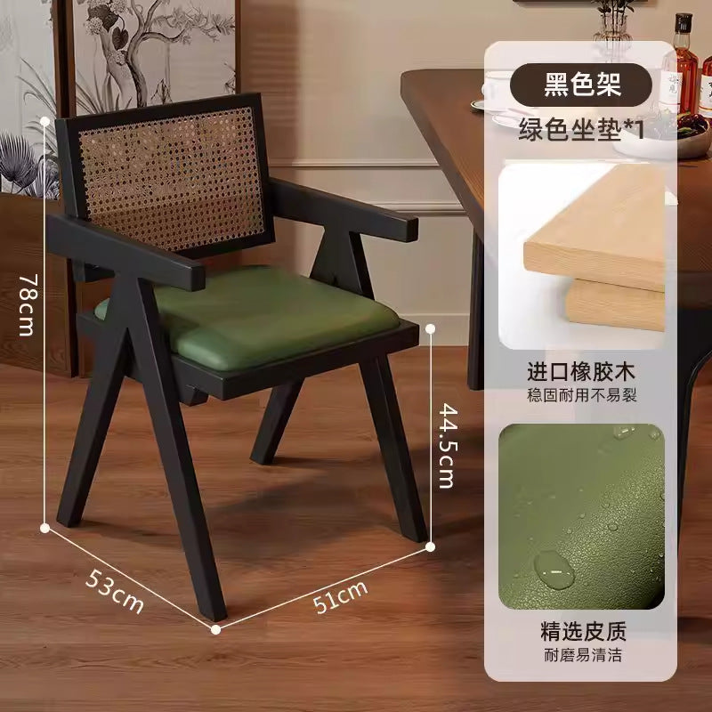 Used wabi-sabi style light luxury solid wood chair chandigarh home chair retro armchair stool high back dining chair