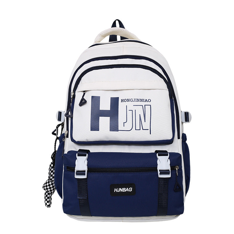 New backpack, junior high school, male and female students, campus schoolbag, large capacity, fashion trend, strong and durable leisure bag