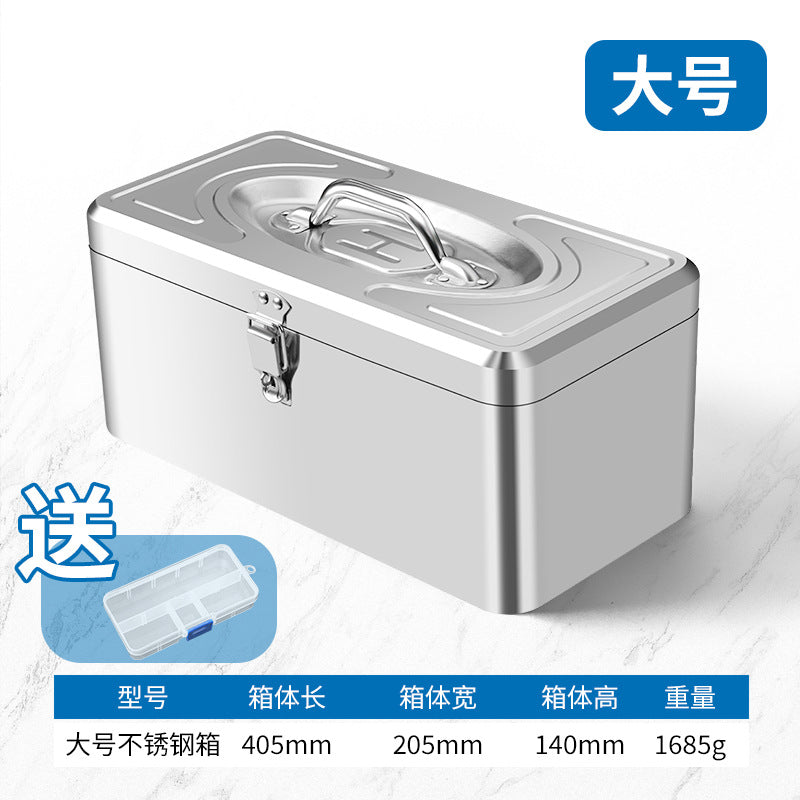 Multifunctional Toolbox Storage Box Stainless Steel Box Suitcase Storage Box Double Layer Extra Thickened Large Tool Box