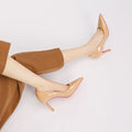 Yx sexy patent leather black red sole shoes - work commute pointed toe stiletto heels - elegant high heels - nude single shoes for women