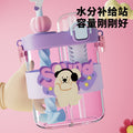 Kids' divided water bottle with stirring function, dual-drink straw cup, portable sports plastic water bottle for students