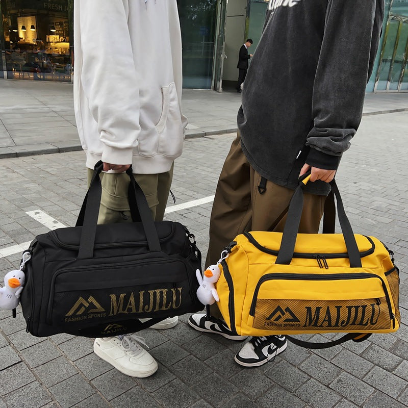 Cross-border men's sports and leisure large-capacity fitness bag women's letter simple accommodation travel bag shoulder messenger bag