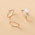 Wholesale color diamond hollow-out ring set - cross-border amazon hot-selling fashion jewelry alloy open ring set for women