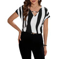 Women's fashion commuter color block short sleeve printed shirt
