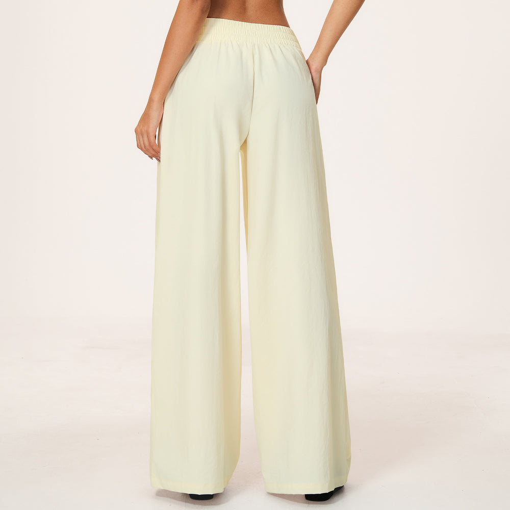 Factory direct: women's loose wide-leg pants with double-panel waistband, breathable & quick-drying, high-waisted tummy control workout leggings - style 9599