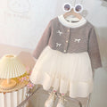 Girls' skirt  new korean style cute fashionable chic princess style patchwork mesh knitted skirt for girls