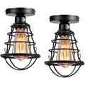Industrial style black geometric diamond iron ceiling light - retro balcony, hallway, entryway, bubble tea shop, restaurant creative lighting