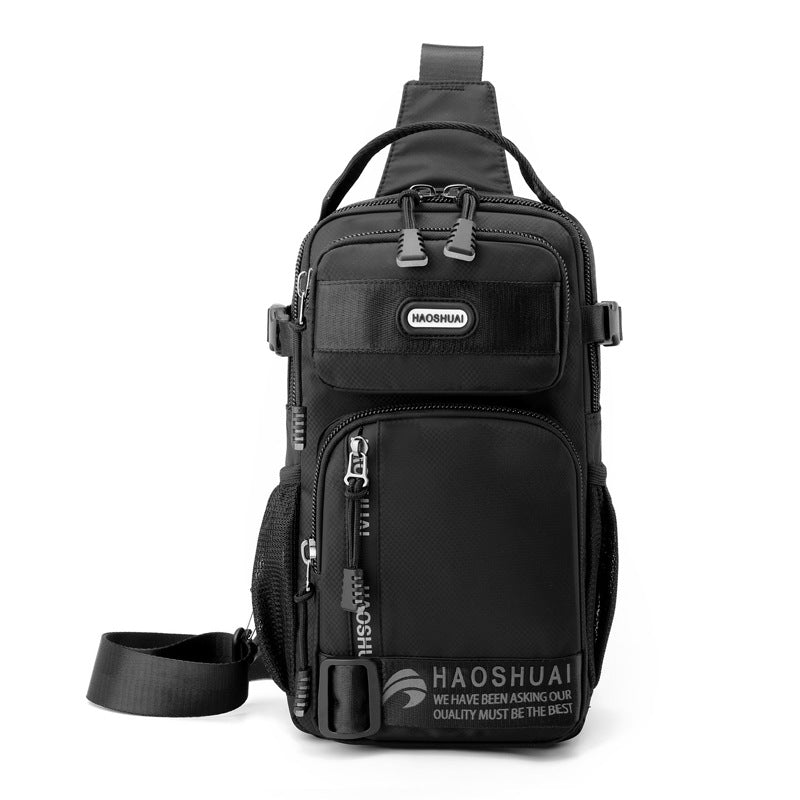HAOSHUAI new men's breast bag simple shoulder messenger bag multi-functional trendy brand oblique backpack trendy messenger bag