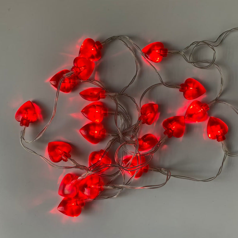 Cross-border LED Christmas decoration fairy light heart-shaped red soft love birthday battery box LED light string