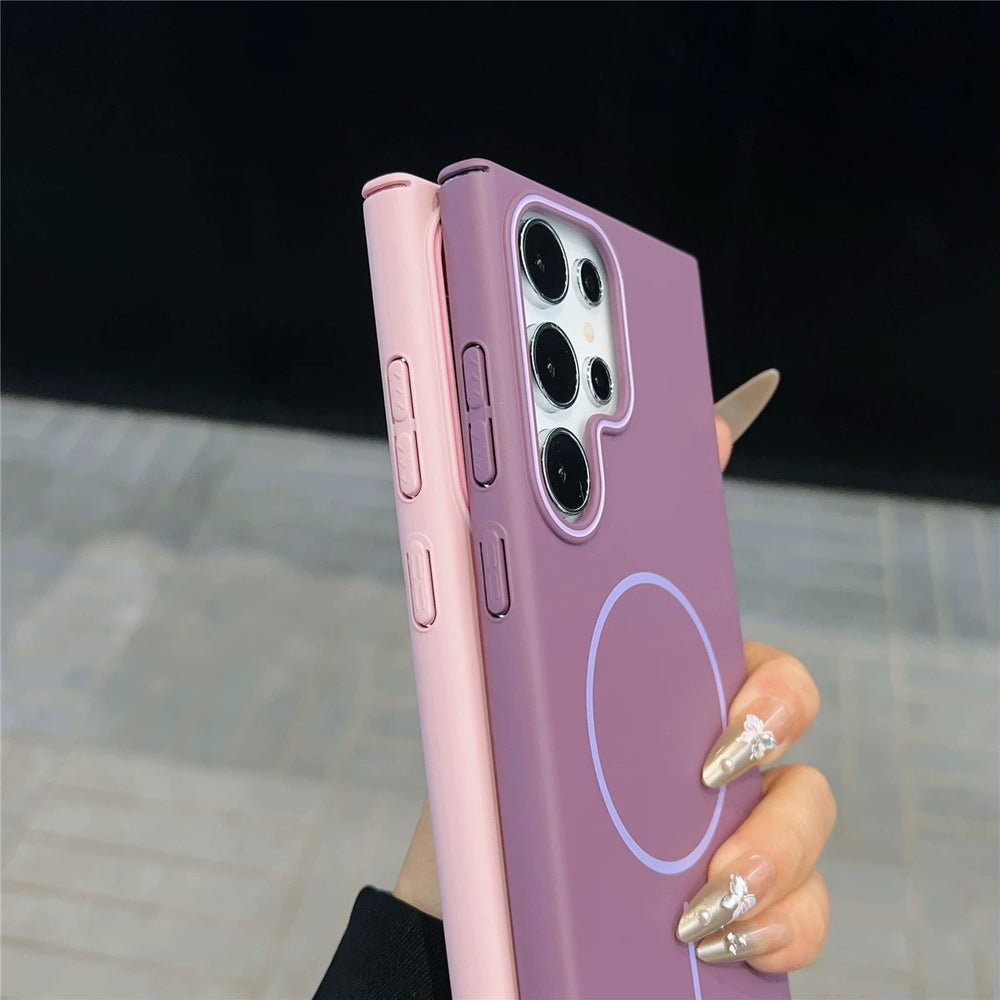 Suitable for samsung s26ultra soft fine ring magnetic phone case s25plus skin-feeling magnetic anti-fall protective case