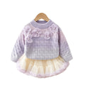 Girlsweaterspring & fallsense of design beaded flower bottom shirt gradient color sweateroutwear lazy soft waxytwo-piece set
