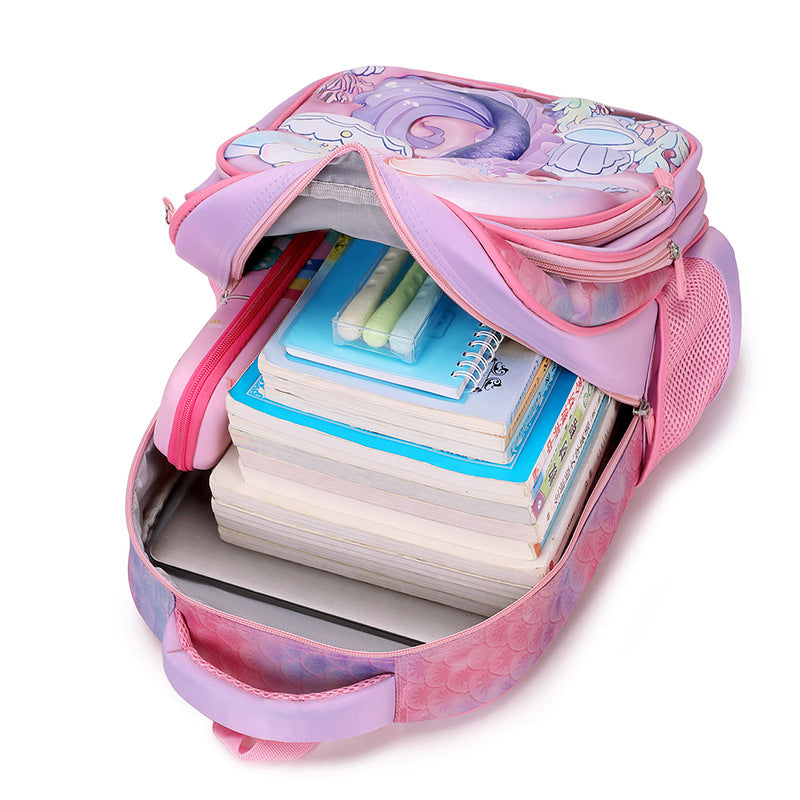 New arrival concave and convex leather primary school student pull rod school bag for grades 3 to 6 kids cartoon three-piece set backpack in stock
