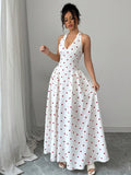 New arrivalfashion cross-border heart suspender pajamas for women casualsexybowstie back waist dress