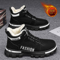 Winter men's shoes 2025 new fleece-lined thickened warm cotton shoes men's sports anti-slip work boots martin boots safety trendy shoes