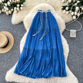 K-stylecasualhigh waisteasiest for match skirt for women summer gentle wind strap waist slimming look elegant large swing skirt