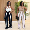 C7539 cross-border   fashion women's sexy strapless bandeau casual wide-leg jumpsuit