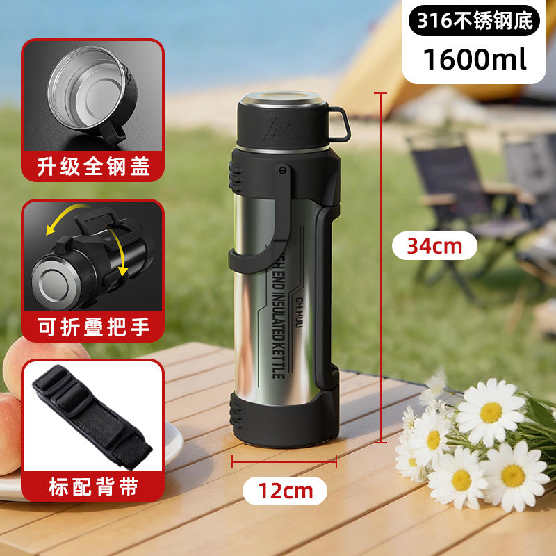 316 stainless steel large capacity collapsible handle thermos kettle - outdoor, car, portable water bottle - travel kettle wholesale with custom logo