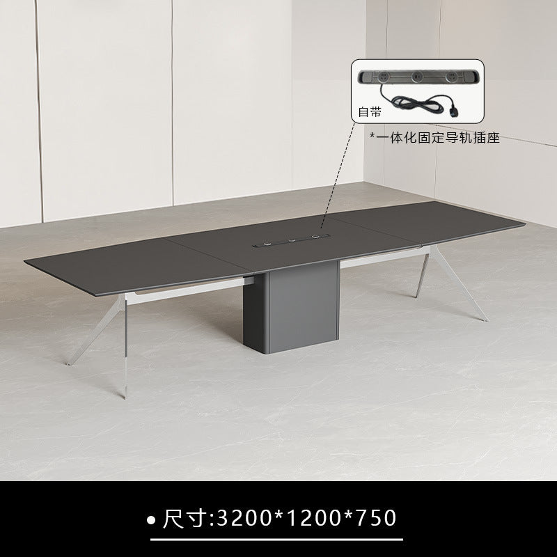 Conference table - minimalist modern office desk, conference room table and chair set, office furniture, large rectangular negotiation and training table