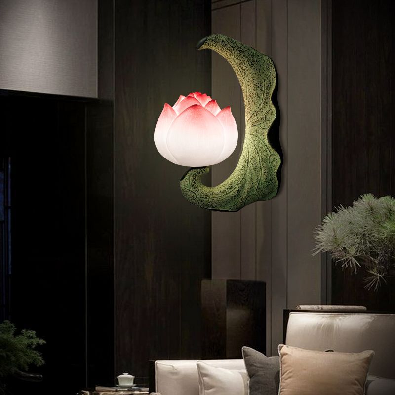 Creative new chinoiserie wall lamp tv wall corridor aisle courtyard balcony bedroom bedside lamp stairs lotus wall lamp