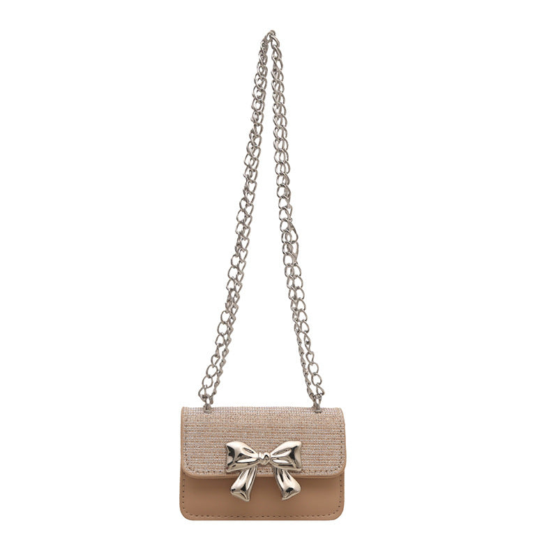Fashion Bow Small Square Bag Mini Delicate Chain Shoulder Bag Trend Mini Premium Textured Niche Crossbody Bag