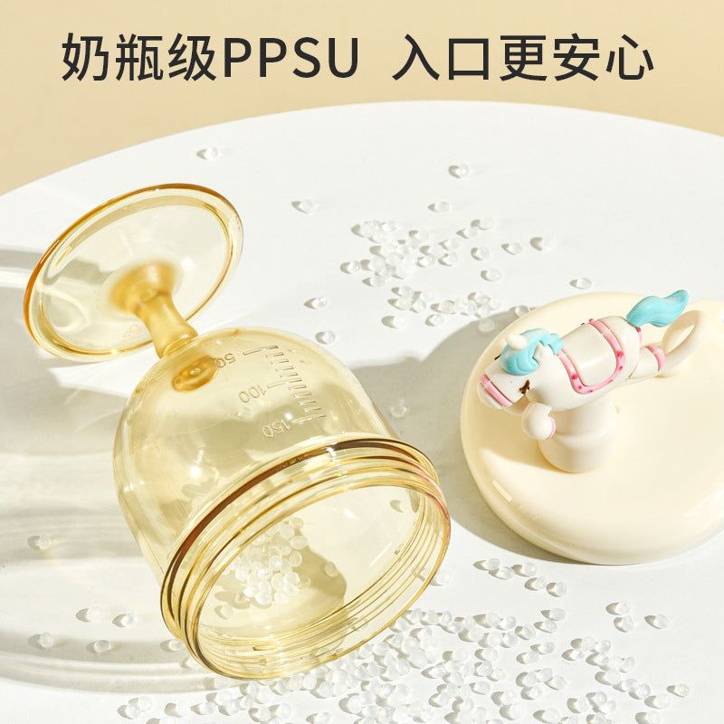 Ppsu water bottle baby training cup highball cup with scale unicorn straw cup children's drinking cup anti-choking