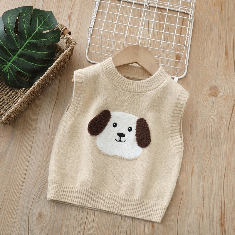spring new children's knitted vest - cute sweater vest for boys and girls