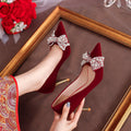 Wedding shoes for women 2024 new arrival bridal shoes burgundy xiuhe wedding dress non-tiring high heels french wedding red shoes