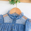girls' ins-style mesh dress, ages 3-8, flutter sleeve dress, european and american solid color summer dress, cross-border e-commerce